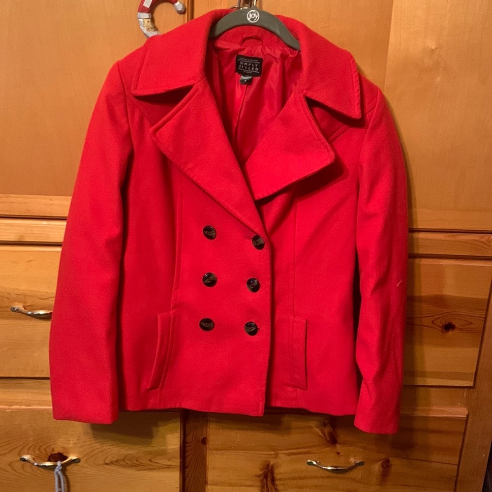 Nwot Sears Red Simply Styled Button Up Jacket Siz… - image 1